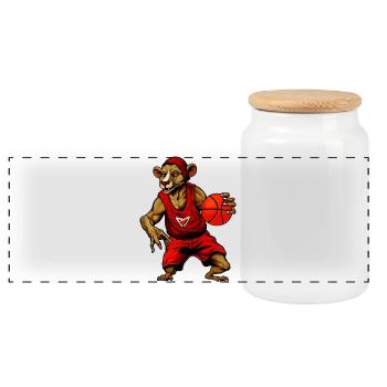 Basketball Rat - Panoramic Cookie Jar with Wooden Lid - white - Front