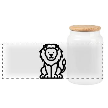 lion - Boîte à biscuits avec couvercle en bois - blanc - Devant