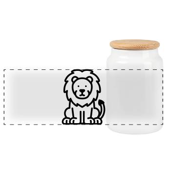 lion - Boîte à biscuits avec couvercle en bois - blanc - Devant