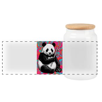 Panda - Panorama Keksdose mit Holzdeckel - Weiß - Vorne