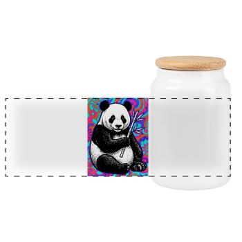 Panda - Panorama Keksdose mit Holzdeckel - Weiß - Vorne