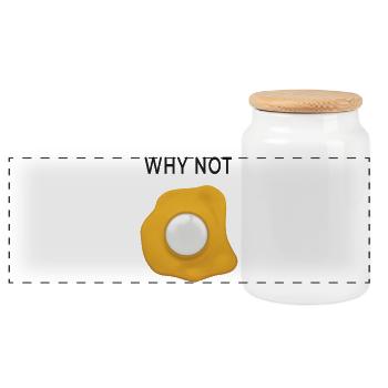 Why Not Rethinking Fried Eggs - Panoramic Cookie Jar with Wooden Lid - white - Front