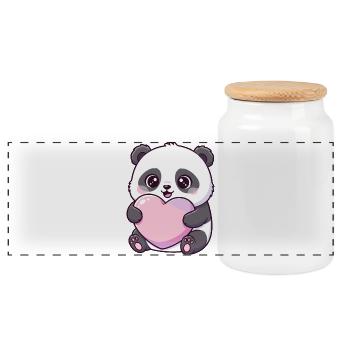 Amour du cœur du panda de Kawaii - Boîte à biscuits avec couvercle en bois - blanc - Devant