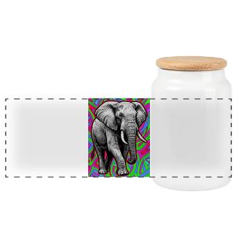 Elefant - Panorama Keksdose mit Holzdeckel - Weiß - Vorne