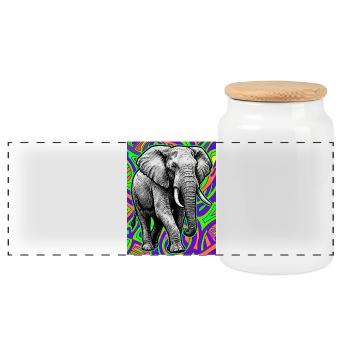 Elefant - Panorama Keksdose mit Holzdeckel - Weiß - Vorne