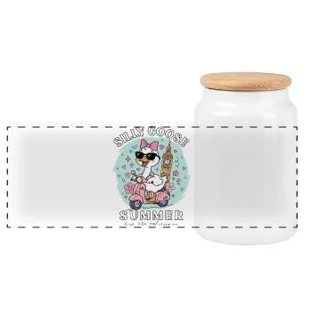 Funny Silly Goose Summer England London Travel - Panoramic Cookie Jar with Wooden Lid - white - Front
