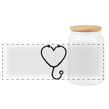 Plan de médecine cardiaque par stéthoscope - Boîte à biscuits avec couvercle en bois - blanc - Devant