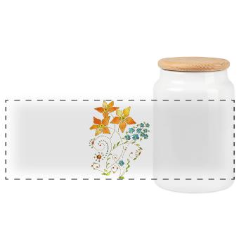 Blumen - Panorama Keksdose mit Holzdeckel - Weiß - Vorne