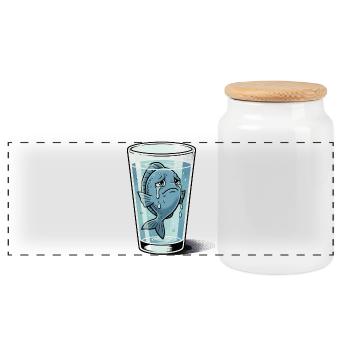Fish Sea Animal Animal Glass Symbol Water Sad - Panoramic Cookie Jar with Wooden Lid - white - Front