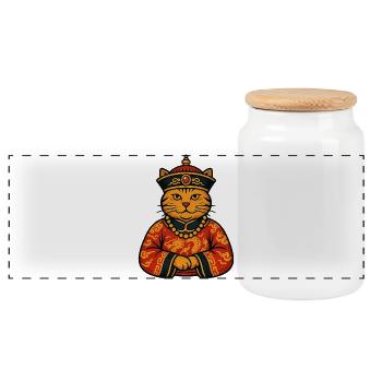 Chinesischer Kaiser Katze Drachen Robe Illustratio - Panorama Keksdose mit Holzdeckel - Weiß - Vorne