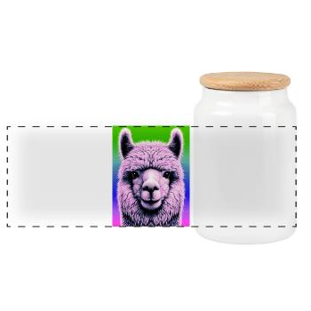 Alpaga - Boîte à biscuits avec couvercle en bois - blanc - Devant