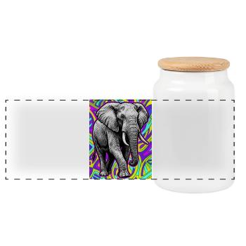 Elefant - Panorama Keksdose mit Holzdeckel - Weiß - Vorne