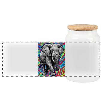 Elefant - Panorama Keksdose mit Holzdeckel - Weiß - Vorne