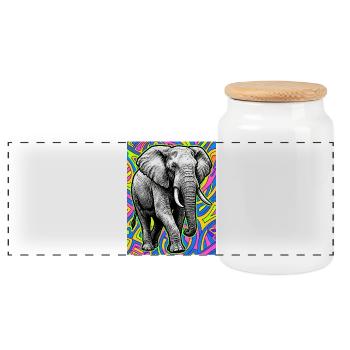 Elefant - Panorama Keksdose mit Holzdeckel - Weiß - Vorne
