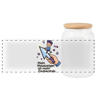 Mauszeiger Zauberstab Designer Humor - Panorama Keksdose mit Holzdeckel - Weiß - Vorne