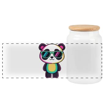 Rainbow Panda Sunglasses - Panoramic Cookie Jar with Wooden Lid - white - Front