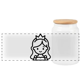 princess - Panoramic Cookie Jar with Wooden Lid - white - Front