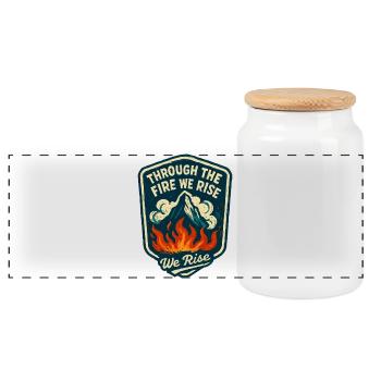 Rising by the Flames: The Forge of Character - Panoramic Cookie Jar with Wooden Lid - white - Front