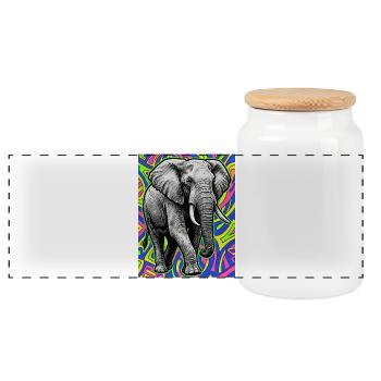Elefant - Panorama Keksdose mit Holzdeckel - Weiß - Vorne