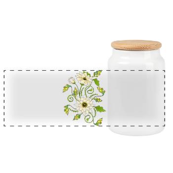 Fleur - Boîte à biscuits avec couvercle en bois - blanc - Devant