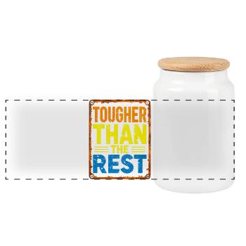 Härter als der Rest Typografie - Panorama Keksdose mit Holzdeckel - Weiß - Vorne