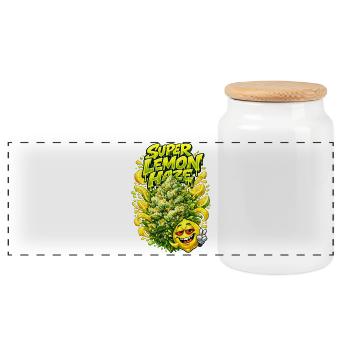 Super Lemon Haze Graffiti Art Print - Boîte à biscuits avec couvercle en bois - blanc - Devant