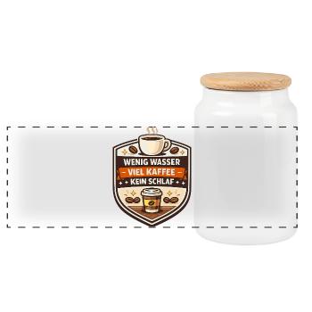 Viel Kaffee, Kein Schlaf - Panorama Keksdose mit Holzdeckel - Weiß - Vorne
