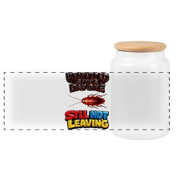 Not going away all the time - Panoramic Cookie Jar with Wooden Lid - white - Front