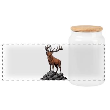 Cerf Majestueux Brame Puissant Nature Sauvage - Boîte à biscuits avec couvercle en bois - blanc - Devant