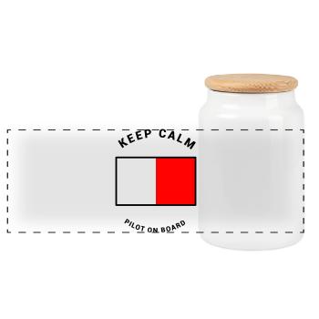 Flag H - pilot on board pilot ship - Panoramic Cookie Jar with Wooden Lid - white - Front
