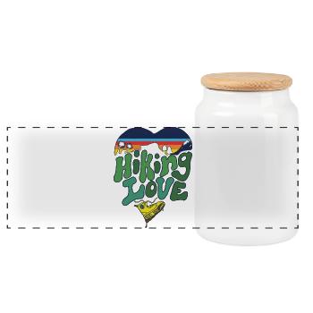 Hiking & Nature Lover - Panoramic Cookie Jar with Wooden Lid - white - Front