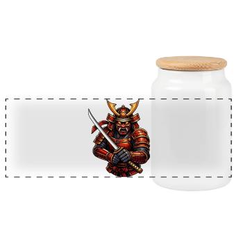 Arts martiaux samouraïs avec épée - Boîte à biscuits avec couvercle en bois - blanc - Devant