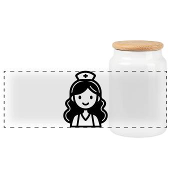 nurse - Panoramic Cookie Jar with Wooden Lid - white - Front