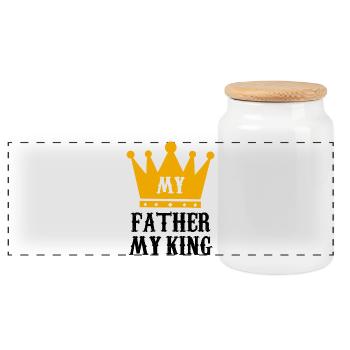 My Father My King Royal Crown Dad Gift Art - Panoramic Cookie Jar with Wooden Lid - white - Front