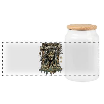 Incognito Mode Cyber - Panoramic Cookie Jar with Wooden Lid - white - Front