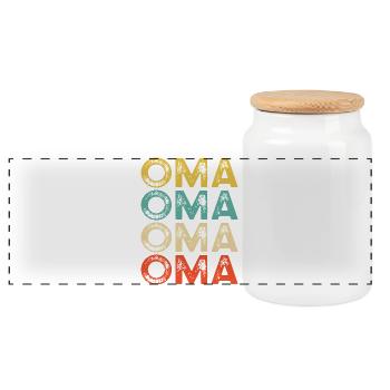 Faute de frappe du bloc de couleur Granny – Rétro vieilli - Boîte à biscuits avec couvercle en bois - blanc - Devant