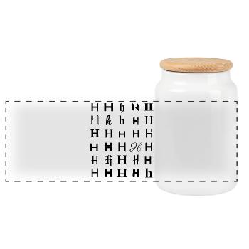 Typography letter H Mosaic design  - Panoramic Cookie Jar with Wooden Lid - white - Front