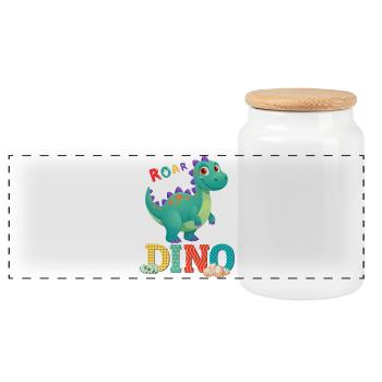 DINO - Panoramic Cookie Jar with Wooden Lid - white - Front