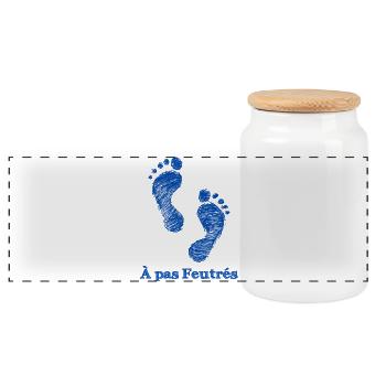 À PAS FEUTRÉS - humour poétique et graphique - Boîte à biscuits avec couvercle en bois - blanc - Devant