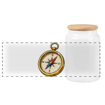 Compass - Panoramic Cookie Jar with Wooden Lid - white - Front