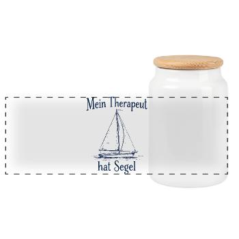 Graphique drôle de voilier drôle de voilier - Boîte à biscuits avec couvercle en bois - blanc - Devant
