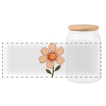 Flower Pastel Flowers Blossom Pastel Gift Mother - Panoramic Cookie Jar with Wooden Lid - white - Front