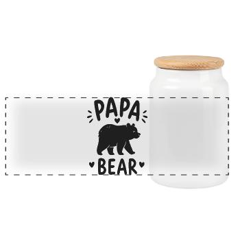 Silhouette de cœur de papa ours - Boîte à biscuits avec couvercle en bois - blanc - Devant