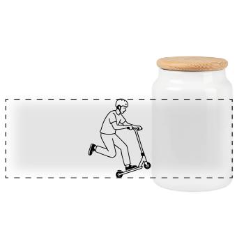 Stunt scooter - Panoramic Cookie Jar with Wooden Lid - white - Front