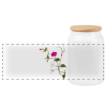 Wunderblume Zen Blüten Design - Panorama Keksdose mit Holzdeckel - Weiß - Vorne