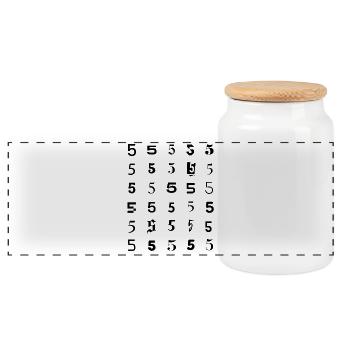 number 5 mosaic design  - Panoramic Cookie Jar with Wooden Lid - white - Front
