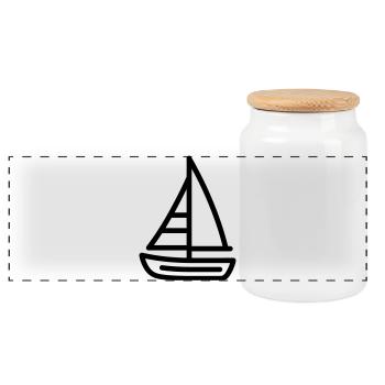 bateau - Boîte à biscuits avec couvercle en bois - blanc - Devant
