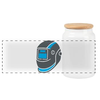 Soudure du casque Construction métallique - Boîte à biscuits avec couvercle en bois - blanc - Devant
