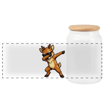 Tamponnage des cerfs - Boîte à biscuits avec couvercle en bois - blanc - Devant