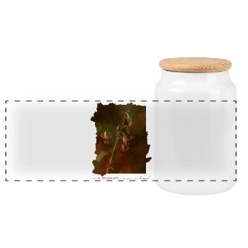 Lily - Panoramic Cookie Jar with Wooden Lid - white - Front